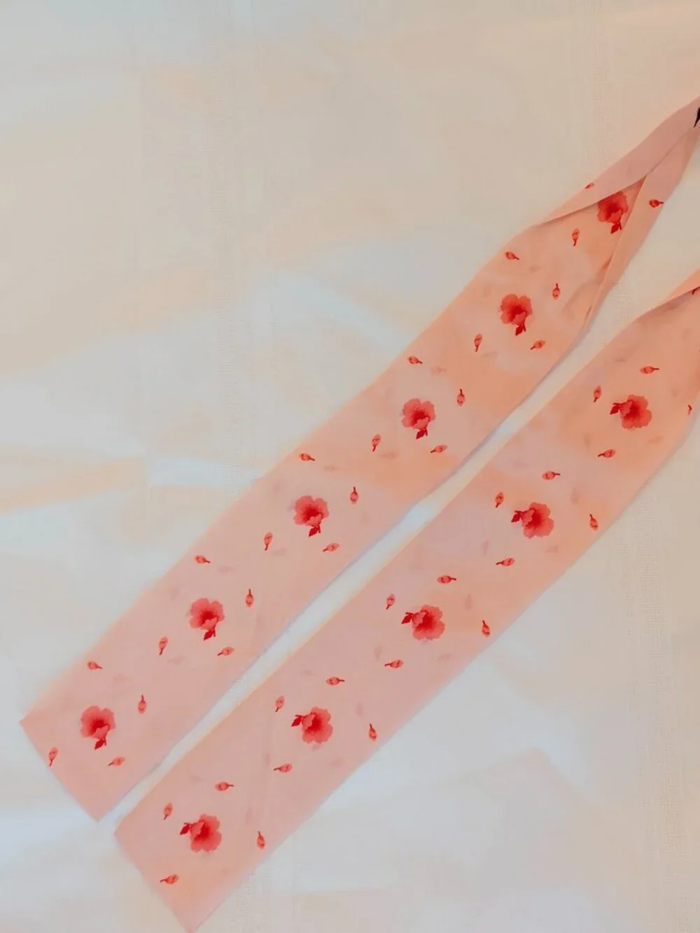 Vintage Vicky Davis Vera Neumann Twilly Tie Scarf Women Pink Floral Silk Japan